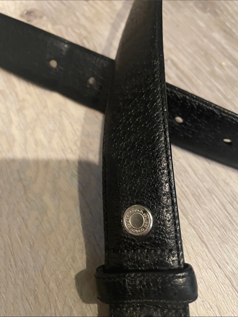 Coach Black leather  Men's Belt with Silver Hardware